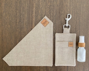 Hemp Poo Bag Mate + Bandana + 15ml Glass Bamboo Bottle - Sand