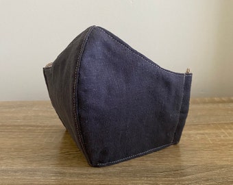 Charcoal - Hemp / Organic Cotton Face Mask - Four Layer - Adjustable Ties - Shapable Nose
