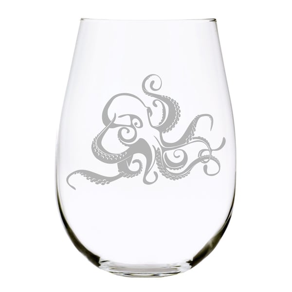 Octopus Stemless wine glass, 17 oz.