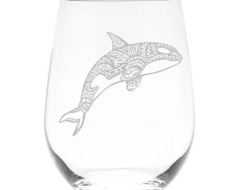 Orca Whale Stemless Wine Glass, 17 oz. - 1 Piece – Orca Whale Themed Gift for Men and Women