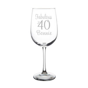 Personalized Fabulous and 40 with Name 19 oz Wine Glass - Custom 40th Birthday Gift for Women and Men