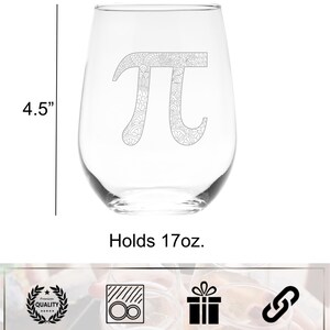 Pi Symbol Stemless Wine Glass, 17 Oz. - Math Themed Gift for Men and ...