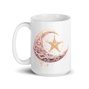 Star Moon Ceramic Coffee Mug 15 oz