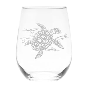 Sea Turtle Stemless Wine Glass, 17 oz.  (Style S1)