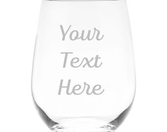 Custom Text 17 oz. Stemless Wine Glass - Personalized Gift for Women and Men