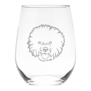 Bichon Frise Themed, Dog Stemless Wine Glass, 17 oz. - Dog Lover Gift for Women and Men (Style F1)