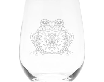 Frog Stemless Wine Glass - Frog Themed Gift for Women and Men - 17 oz.