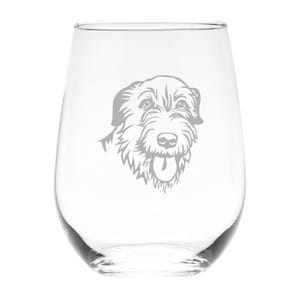Irish Wolfhound Themed, Dog Stemless Wine Glass  - 17 oz.