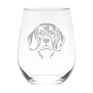 Beagle Themed Dog Stemless Wine Glass - Dog Lover Gift for Women and Men -  17 oz. (Style B1)