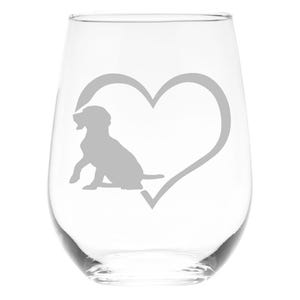 Dog Heart Stemless Wine Glass - Dog Lover Gift for Women and Men - 17 oz.