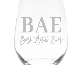 BAE - Best Aunt Ever Stemless Wine Glass - 17 oz.