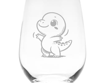 Jolly Dinosaur Stemless Wine Glass - 17 oz.