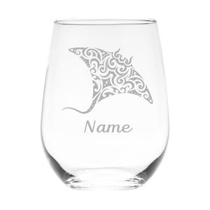 Stingray with Name 17 oz.  Custom Stemless Wine Glass