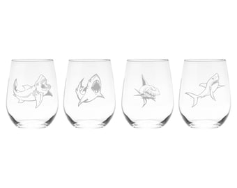 Shark Stemless Wine Glass Set - 4 Pieces