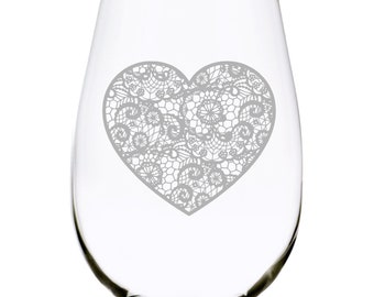 Heart (H2)  stemless wine glass, 17 oz.