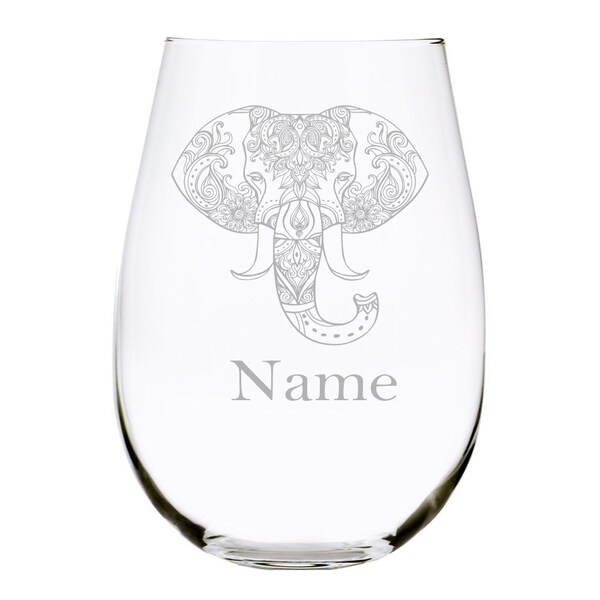 Elephant Stemless Wine Glass, 17 Ounces, Laser Engraved – C&M Personal