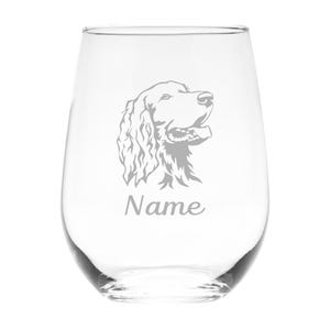 Irish Setter Dog with Name 17 oz.  Custom Stemless Wine Glass