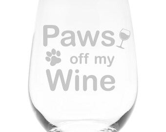 Paws Off My Wine Funny Stemless Wine Glass - 17 oz.