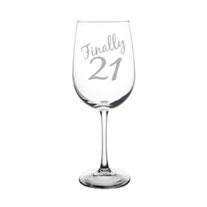 Finally 21 Birthday Wine Glass - 21st Birthday - 19 oz.