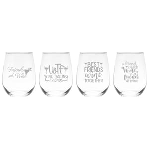 Wine Friends Stemless Wine Glass Set - 4 Pieces