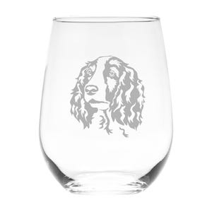Welsh Springer Spaniel Themed, Dog Stemless Wine Glass - Dog Lover Gift for Men and Women - 17 oz.