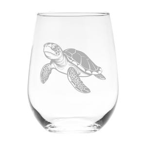 Sea Turtle Stemless Wine Glass - 17 oz. (Style S2)