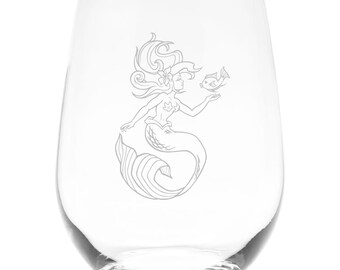 Mermaid Stemless Wine Glass -  17 oz.  (Style M6)