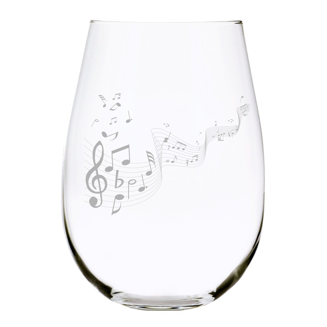 Musical Notes MN2 Stemless Wine Glass, 17 Oz. - Etsy