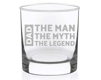 Dad The Man The Myth The Legend Whiskey Rocks Glass - 11 oz.