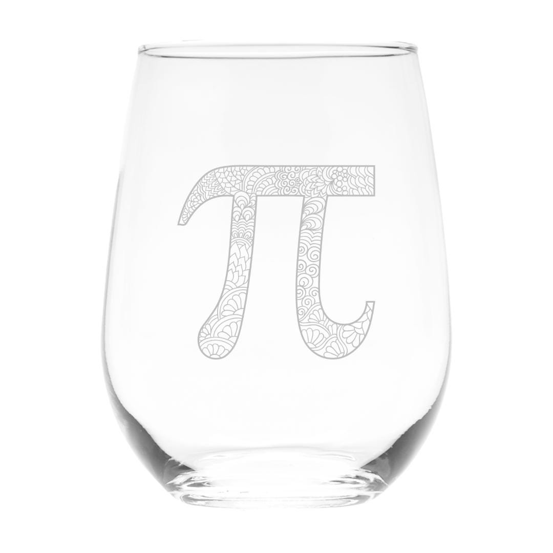 Pi Symbol Stemless Wine Glass, 17 Oz. - Math Themed Gift for Men and ...