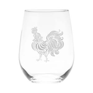 Rooster Stemless Wine Glass -  17 oz.