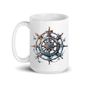 Nautical Wheel Coffee Mug - 15 oz