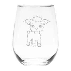 Little Lamb Cute Stemless Wine Glass -  17 oz.