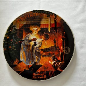 Vintage Norman Rockwell Collector Plate Christmas 1979 Somebody&#39;s Up There Knowles LE