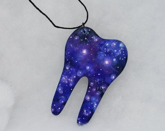 Galactic Tooth hand painted flat wooden cutout ornament