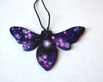 Galactic moth wooden cutout ornament