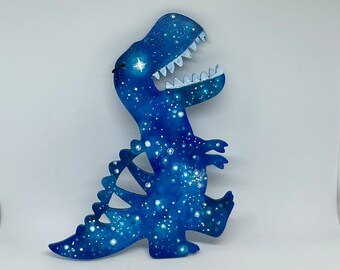 Galactic T-REX Dinosaur starry cosmic wooden ornament
