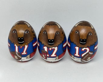 Buffalo bills fans 2.5” wooden buffalo hand painted eggs