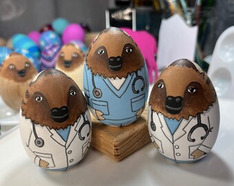 Buffalo Beasties Medical professionals on Standing 2.5” Wooden egg