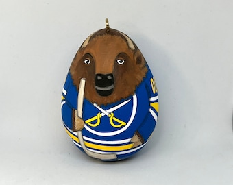 Buffalo Sabres Fan hand Painted Buffalo 4” egg shaped ornament