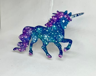 Unicorn galactic small wooden cutout hanging ornament