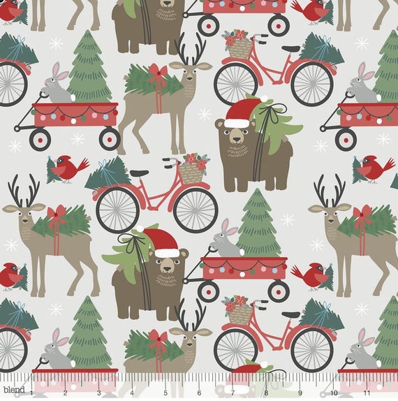 Blend Fabrics Christmas Moose And Deer Fabric By The Etsy