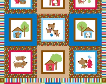 Riley Blake Designs 'Red Puppy Panel' Fabric By The Yard; Puppy Love by Doodlebug Design Inc., C6934 Red