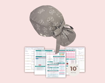 Cat Satin-Lined Ponytail Scrub Cap, Moisture-Wicking, Buttoned Nurse Hat