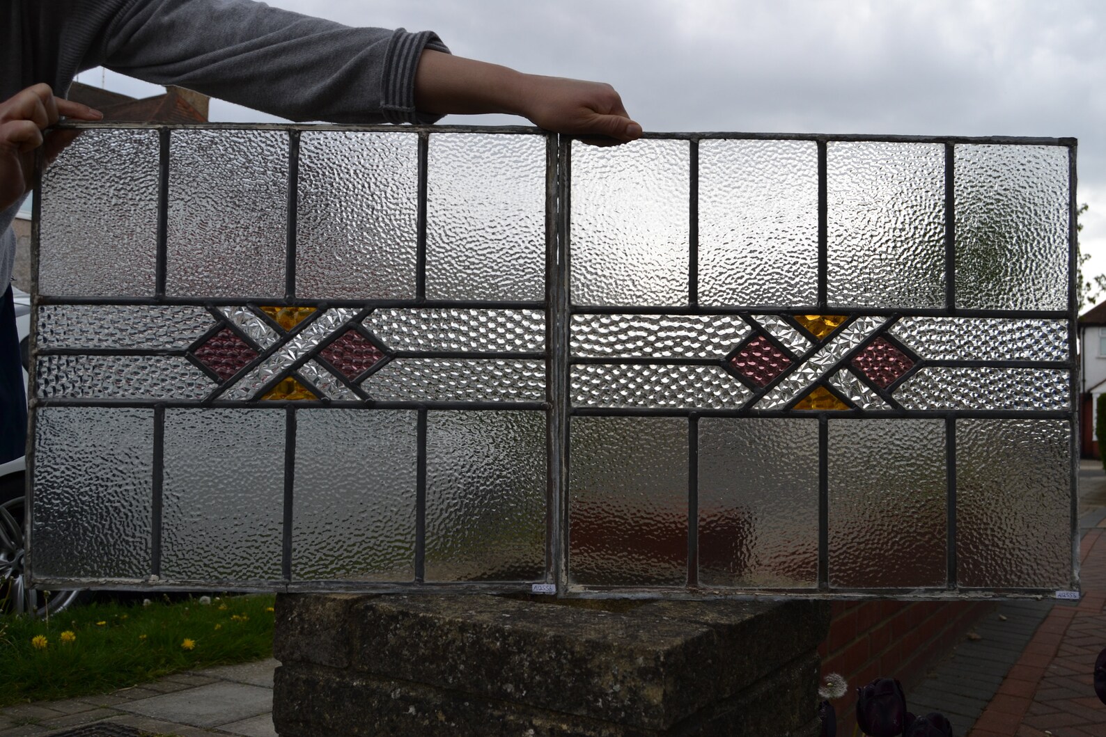 2 leaded light stained glass window panels ornaments or Etsy