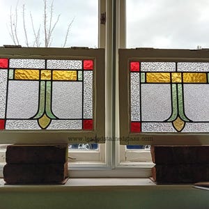 2 leaded stained glass window panels or suncatchers. A1549f