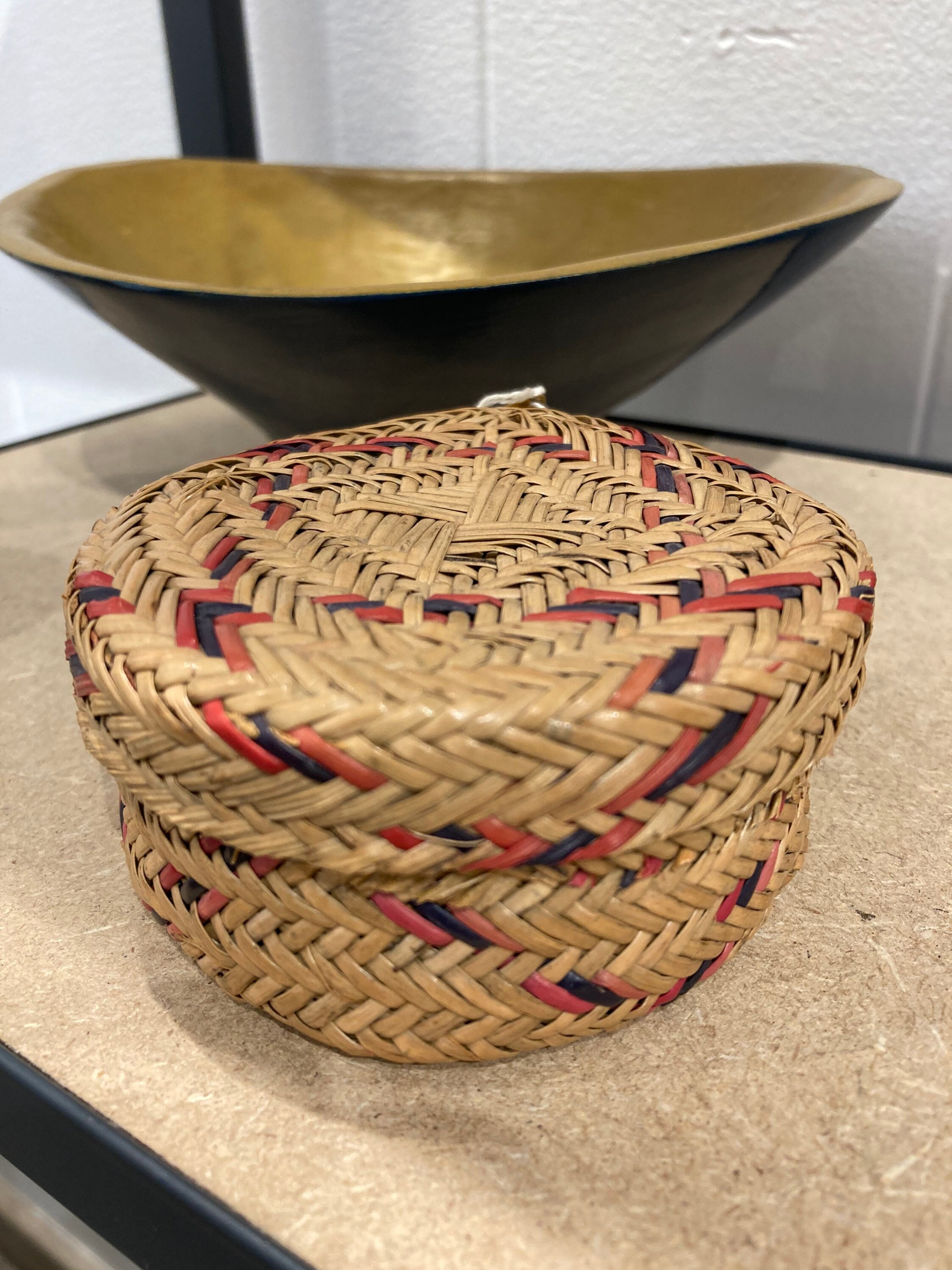 Petit Panier en Aiguille de Pin, Tissé, Fait à La Main/Panier Ethnique/Panier Mexicain, Indien Tarah