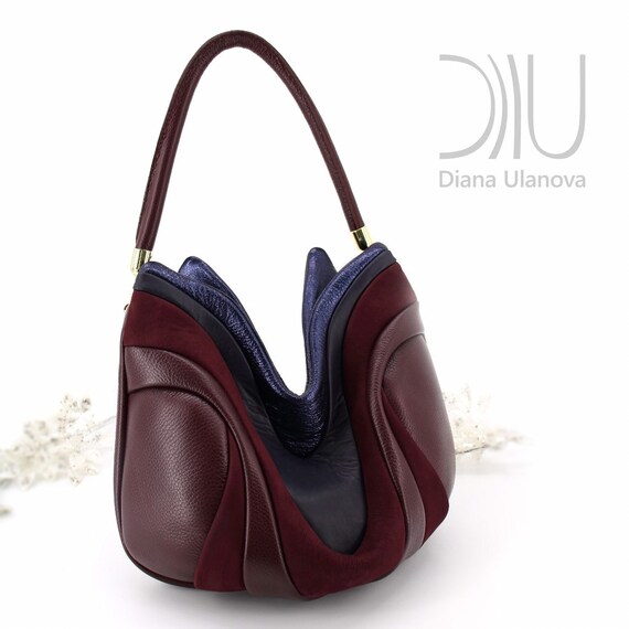 Purple Shoulder Bag Violet Leather Shoulder Bag Leather Etsy