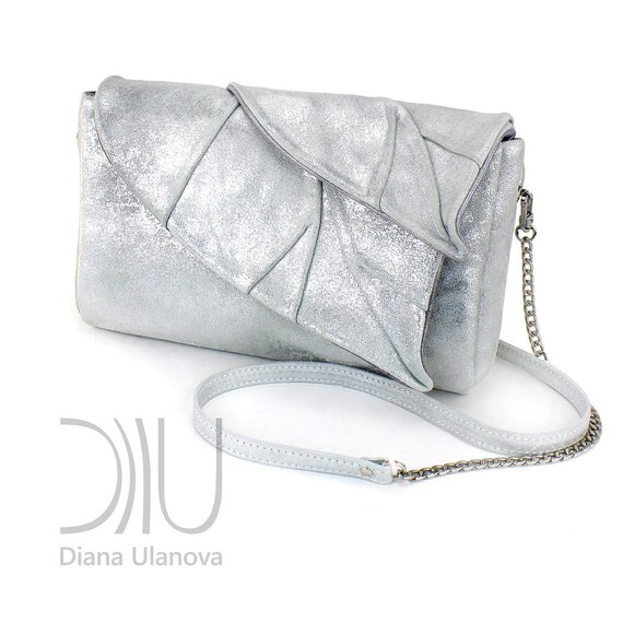 grey designer clutch bag