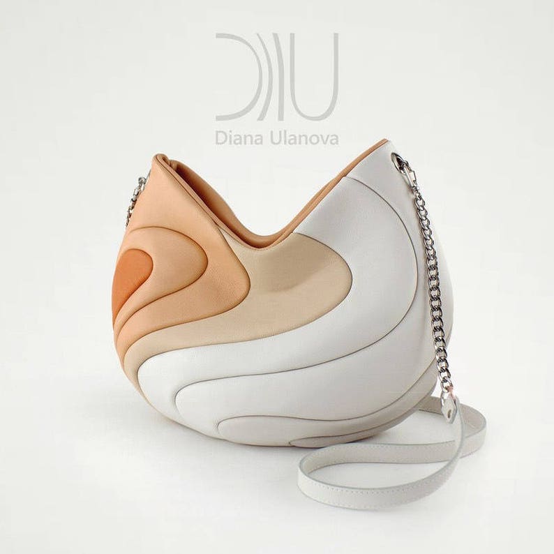 Leather Shoulder Bag Beige Shoulder Bag Designer Shoulder Etsy